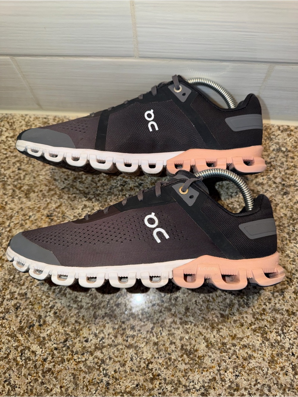On Running Women’s Cloud Sneakers in Charcoal and Pink